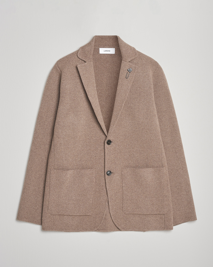 Lardini Knitted Wool Blazer Brown at CareOfCarl.com