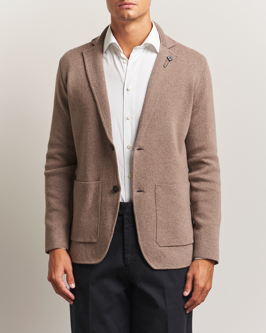 Lardini Knitted Wool Blazer Brown at CareOfCarl.com