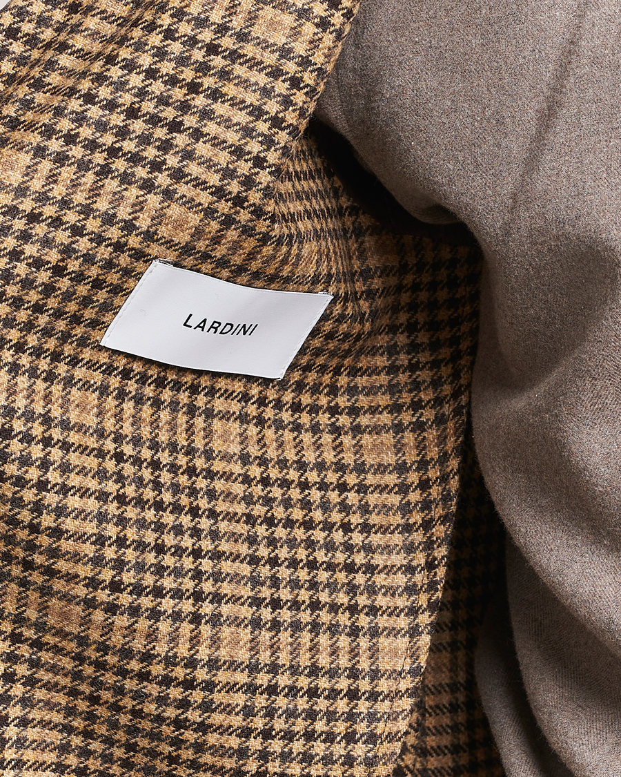 Men | Blazers | Lardini | Wool/Cashmere Houndstooth Overcheck Blazer Brown