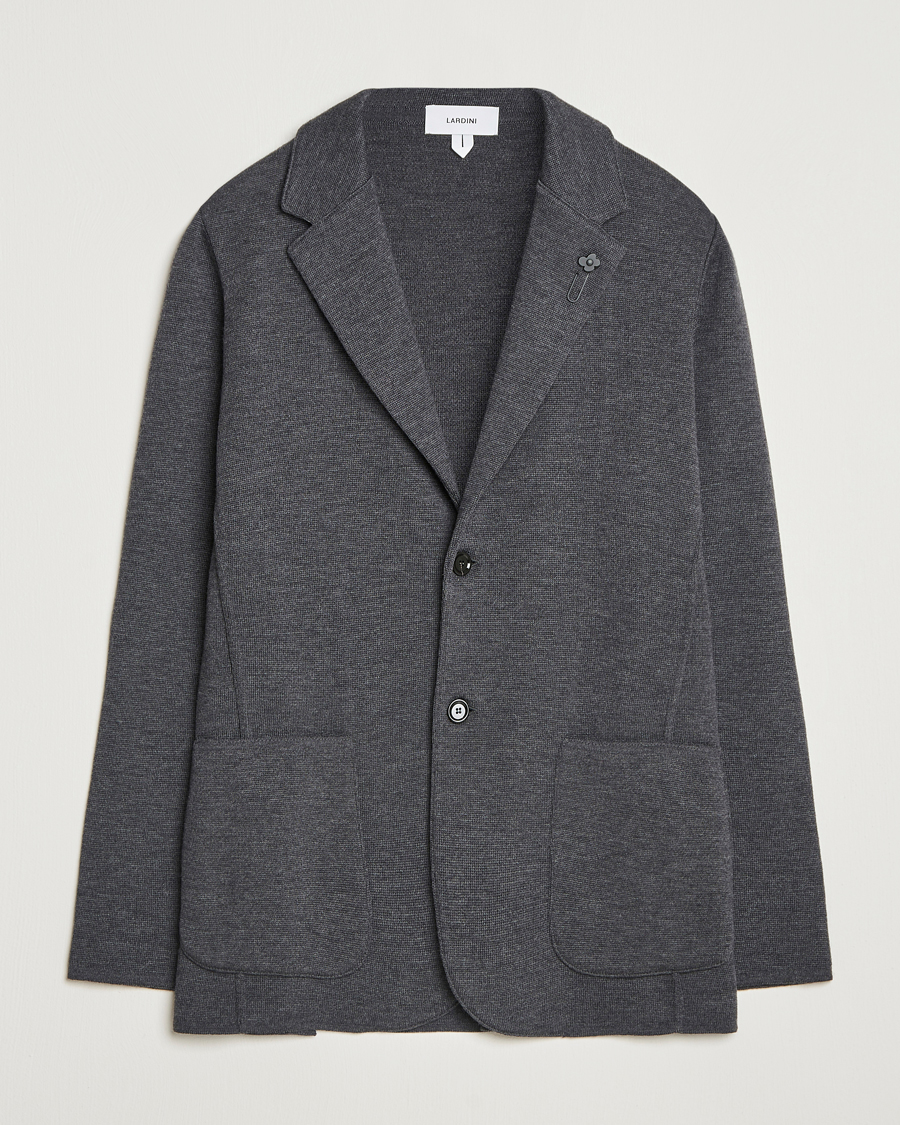 Men | Blazers | Lardini | Knitted Wool Blazer Dark Grey