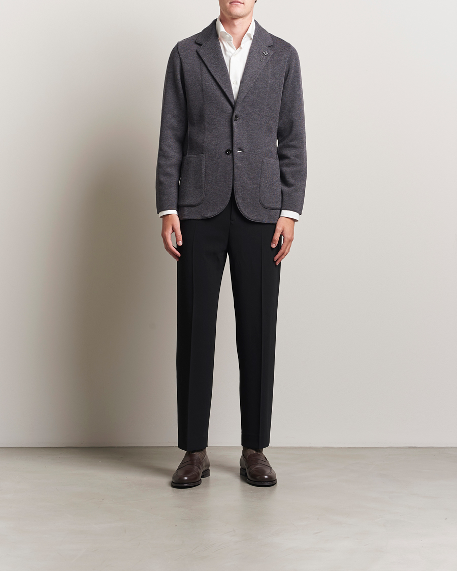 Men | Blazers | Lardini | Knitted Wool Blazer Dark Grey
