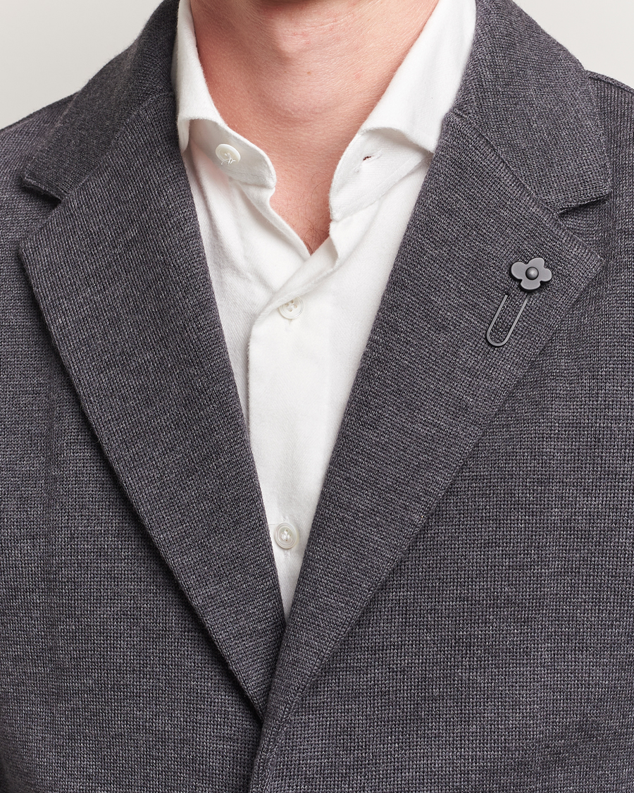 Men | Blazers | Lardini | Knitted Wool Blazer Dark Grey