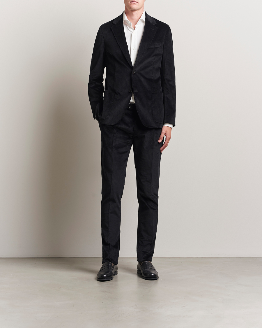 Men | Trousers | Lardini | Cotton Corduroy Trousers Black