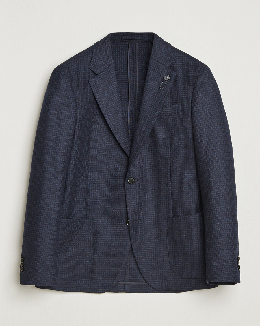 Men | Blazers | Lardini | Checked Wool Blazer Navy
