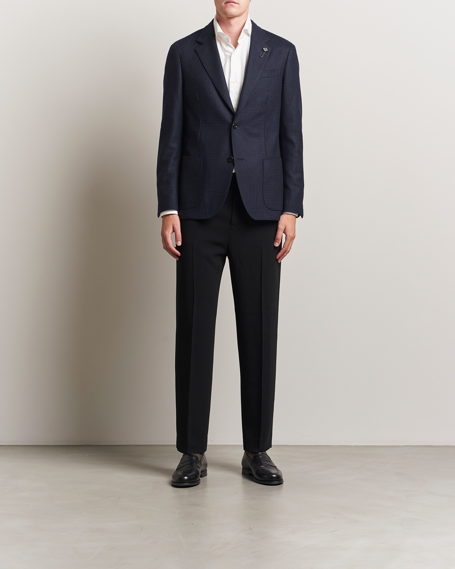 Men | Blazers | Lardini | Checked Wool Blazer Navy
