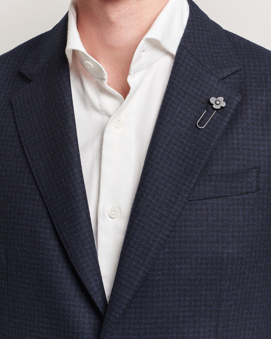 Men | Blazers | Lardini | Checked Wool Blazer Navy