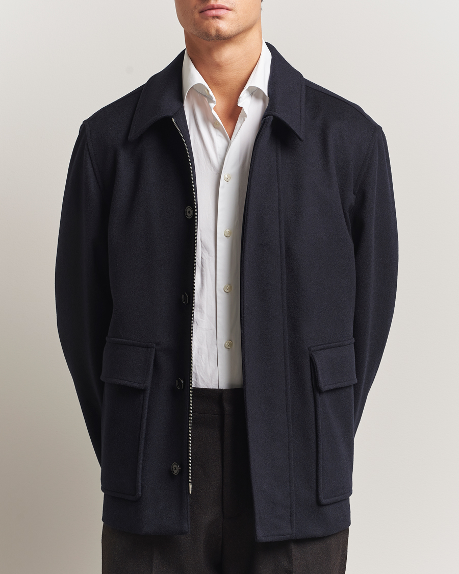 Lardini Loro Piana Wool Shirt Jacket Navy at CareOfCarl.com
