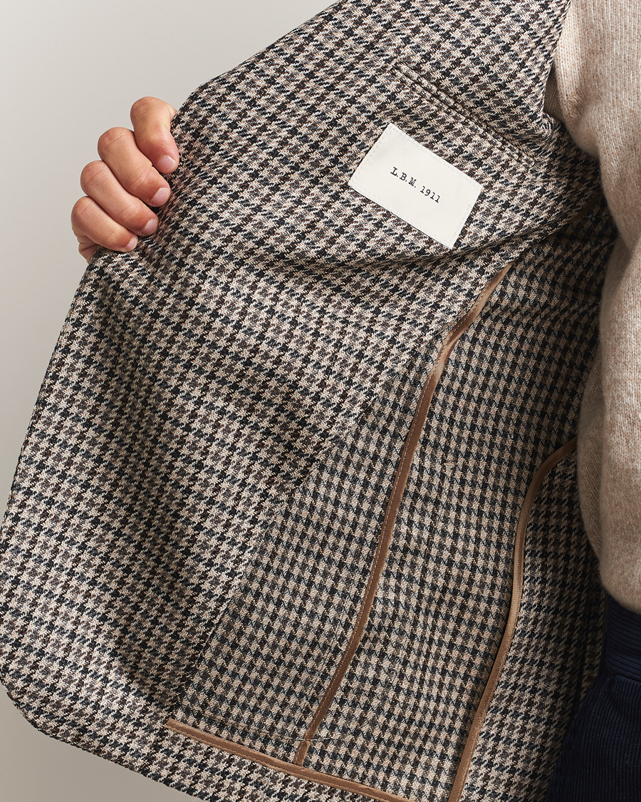 Men | Blazers | L.B.M. 1911 | Jack Houndstooth Wool Blazer Brown