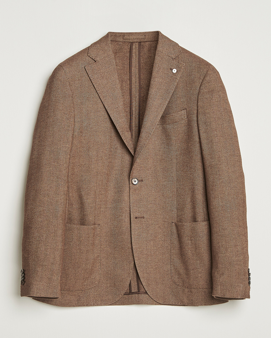 Men | Blazers | L.B.M. 1911 | Jack Herringbone Cotton Blazer Brown