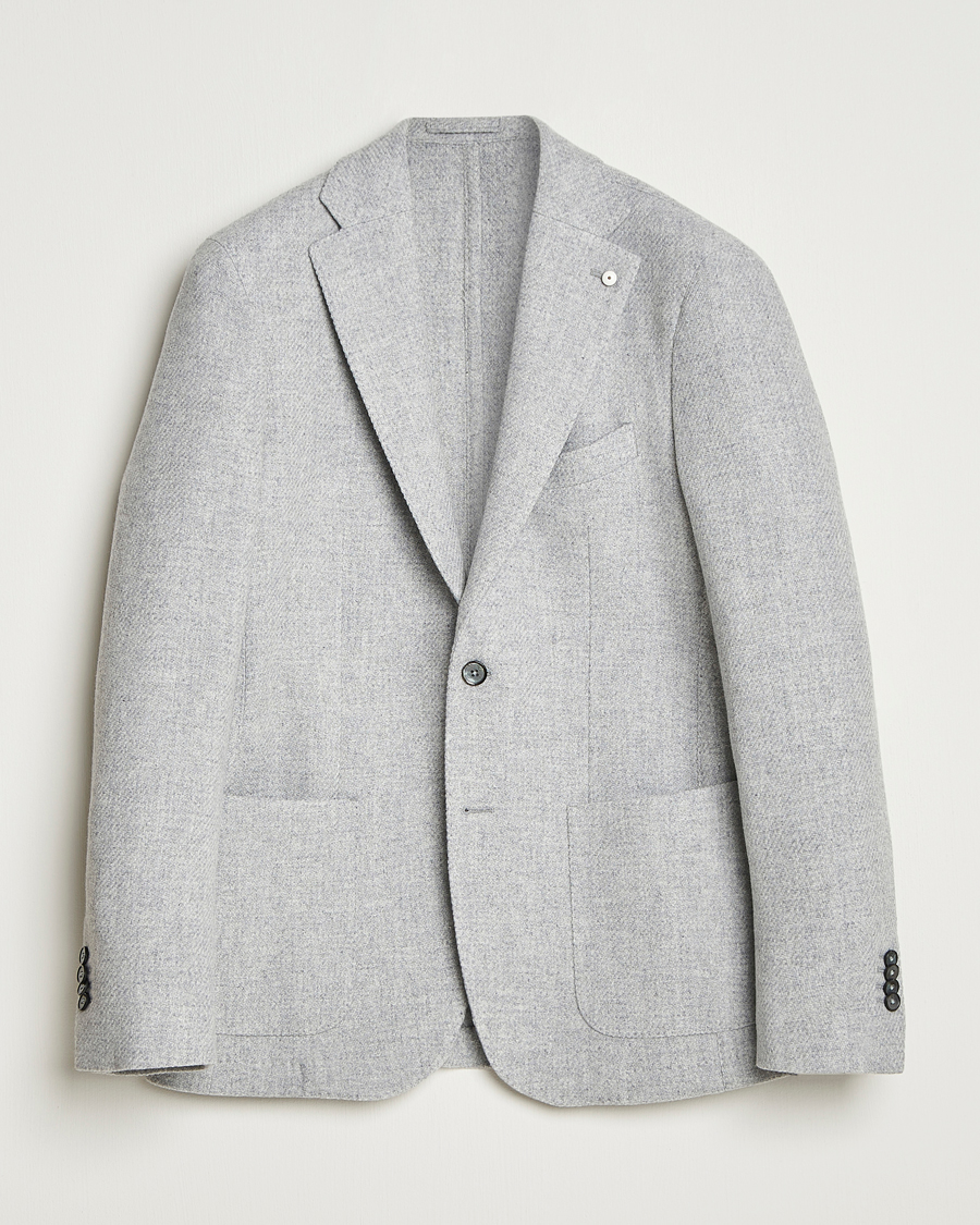 L.B.M. 1911 Jack Fly Knitted Wool Blazer Light Grey at CareOfCarl.com
