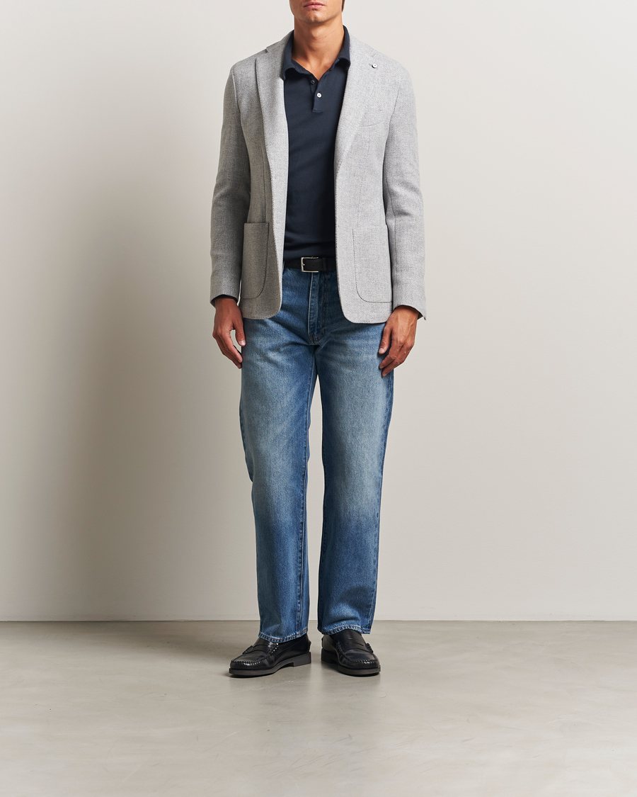 L.B.M. 1911 Jack Fly Knitted Wool Blazer Light Grey at CareOfCarl.com