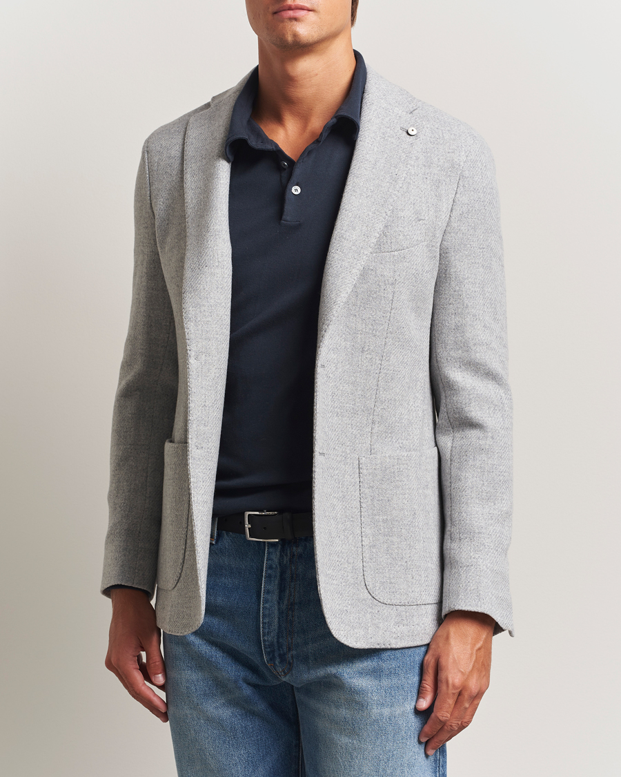 L.B.M. 1911 Jack Fly Knitted Wool Blazer Light Grey at CareOfCarl.com