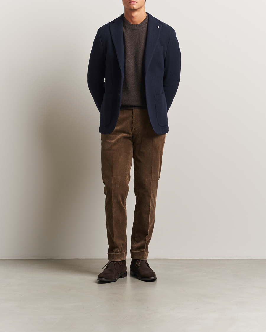 L.B.M. 1911 Jack Fly Knitted Wool Blazer Navy at CareOfCarl.com