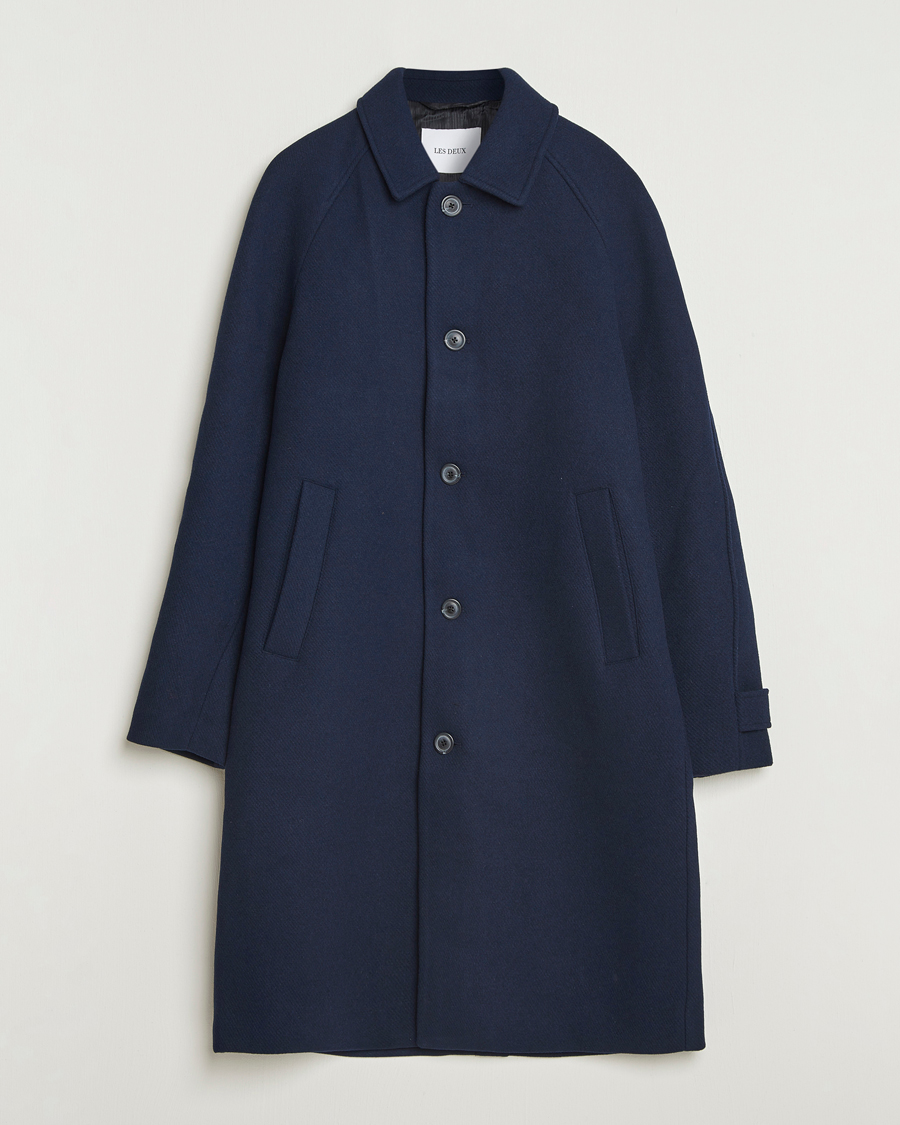 Men | Coats & Jackets | LES DEUX | Michel Solid Raglan Wool Coa Navy