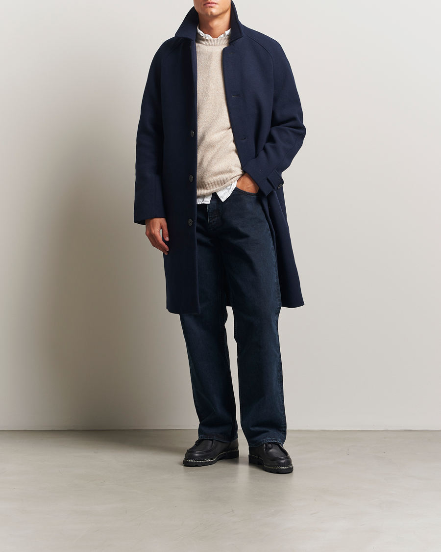 Men | Coats & Jackets | LES DEUX | Michel Solid Raglan Wool Coa Navy