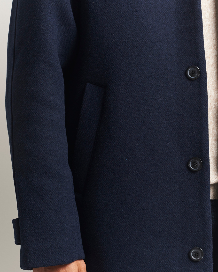 Men | Coats & Jackets | LES DEUX | Michel Solid Raglan Wool Coa Navy