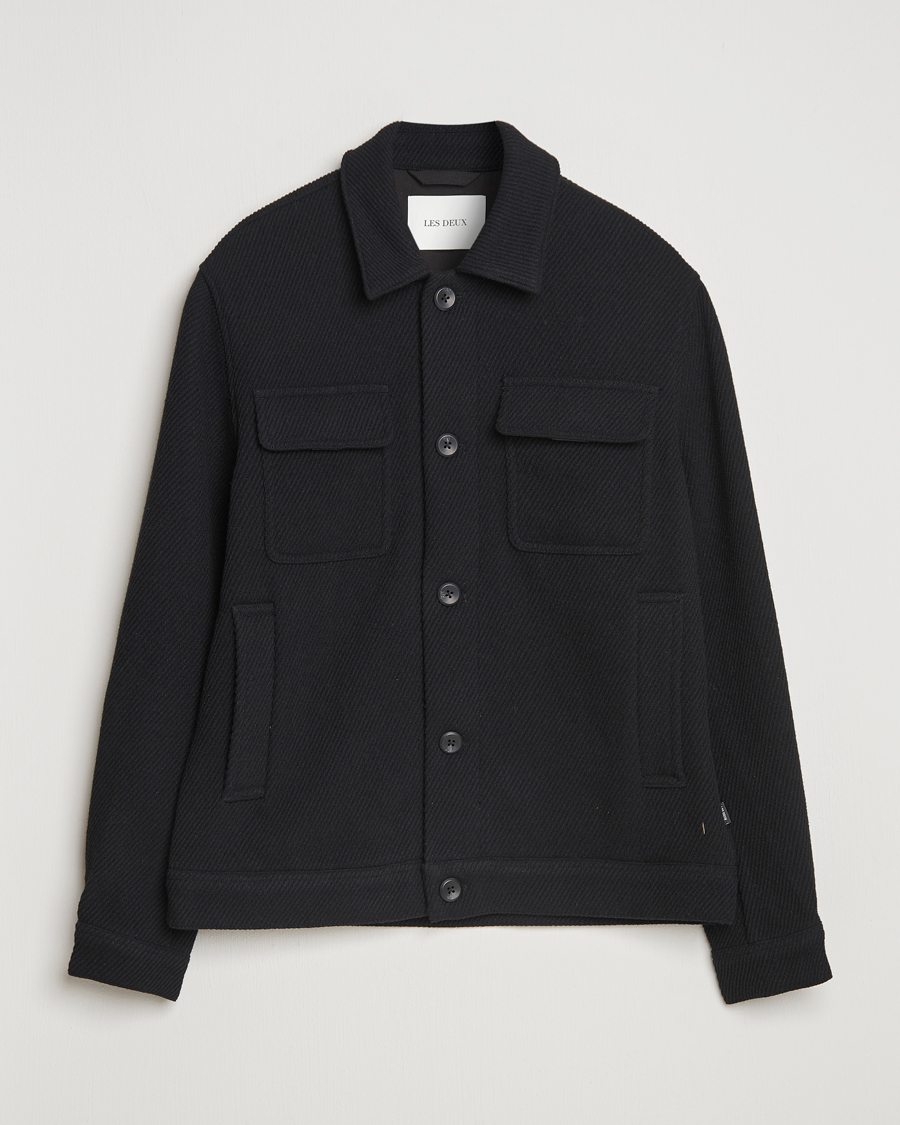 Men | Coats & Jackets | LES DEUX | Nash Twill Wool Jacket Black