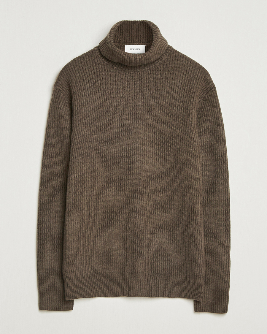 Men | Sweaters & Knitwear | LES DEUX | Eddie Wool Rib Rollneck Teak