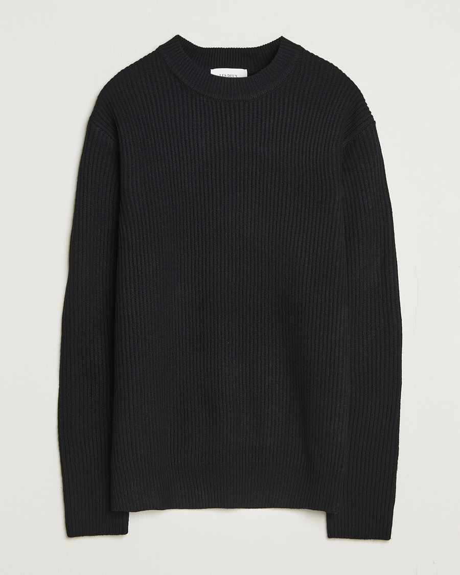 Men | Sweaters & Knitwear | LES DEUX | Eddie Wool Rib Crewneck Black
