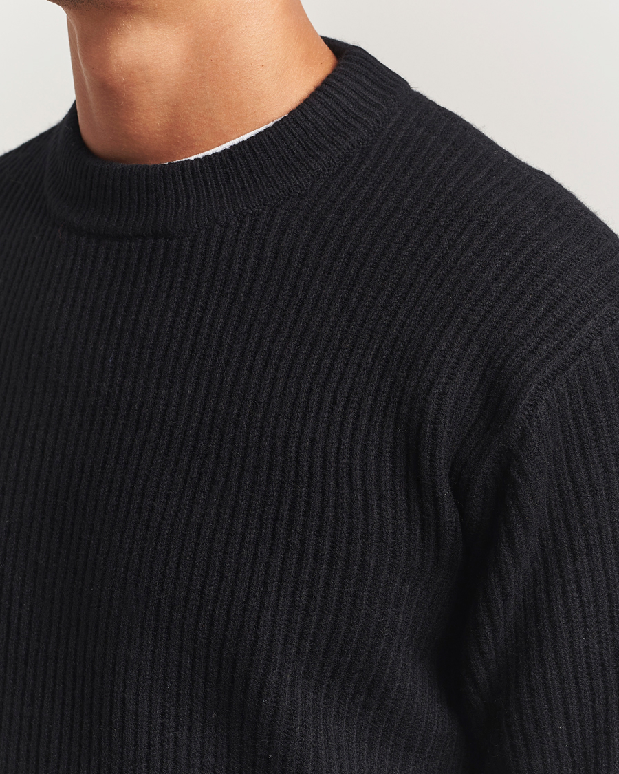 Men | Sweaters & Knitwear | LES DEUX | Eddie Wool Rib Crewneck Black