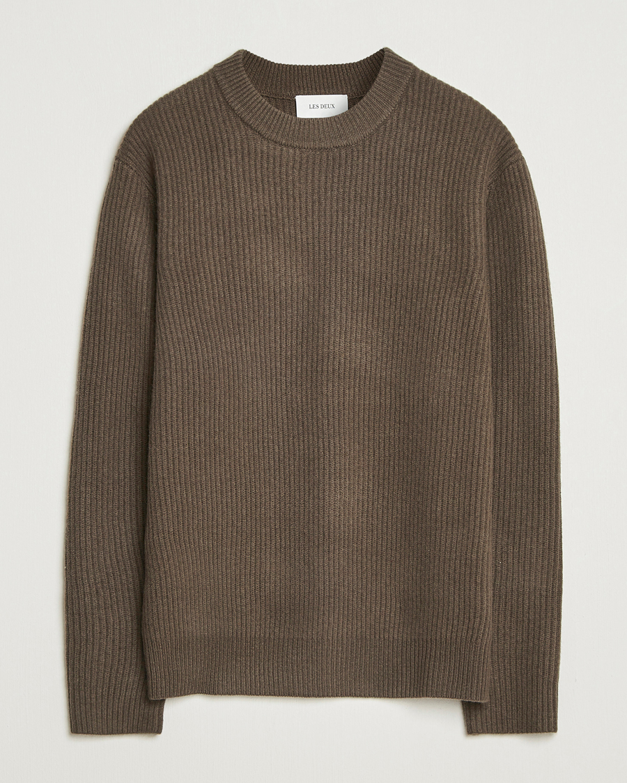 Men | Sweaters & Knitwear | LES DEUX | Eddie Wool Rib Crewneck Teak