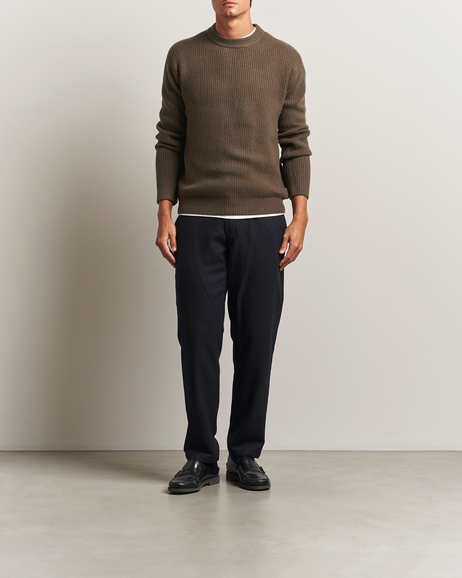 Men | Sweaters & Knitwear | LES DEUX | Eddie Wool Rib Crewneck Teak