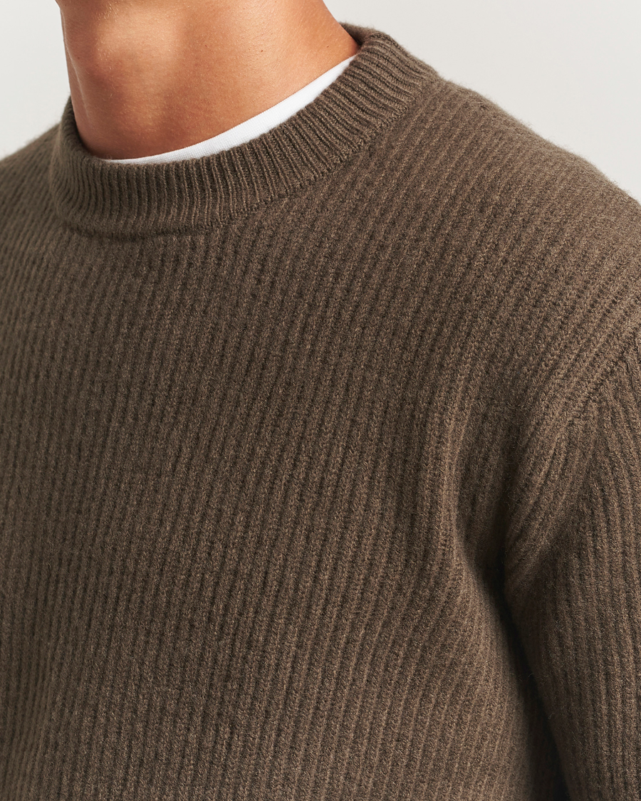Men | Sweaters & Knitwear | LES DEUX | Eddie Wool Rib Crewneck Teak