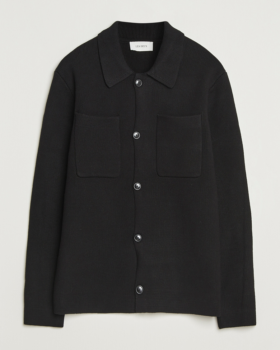 Men | Sweaters & Knitwear | LES DEUX | Fisher Cotton Milano Knitted Overshirt Black