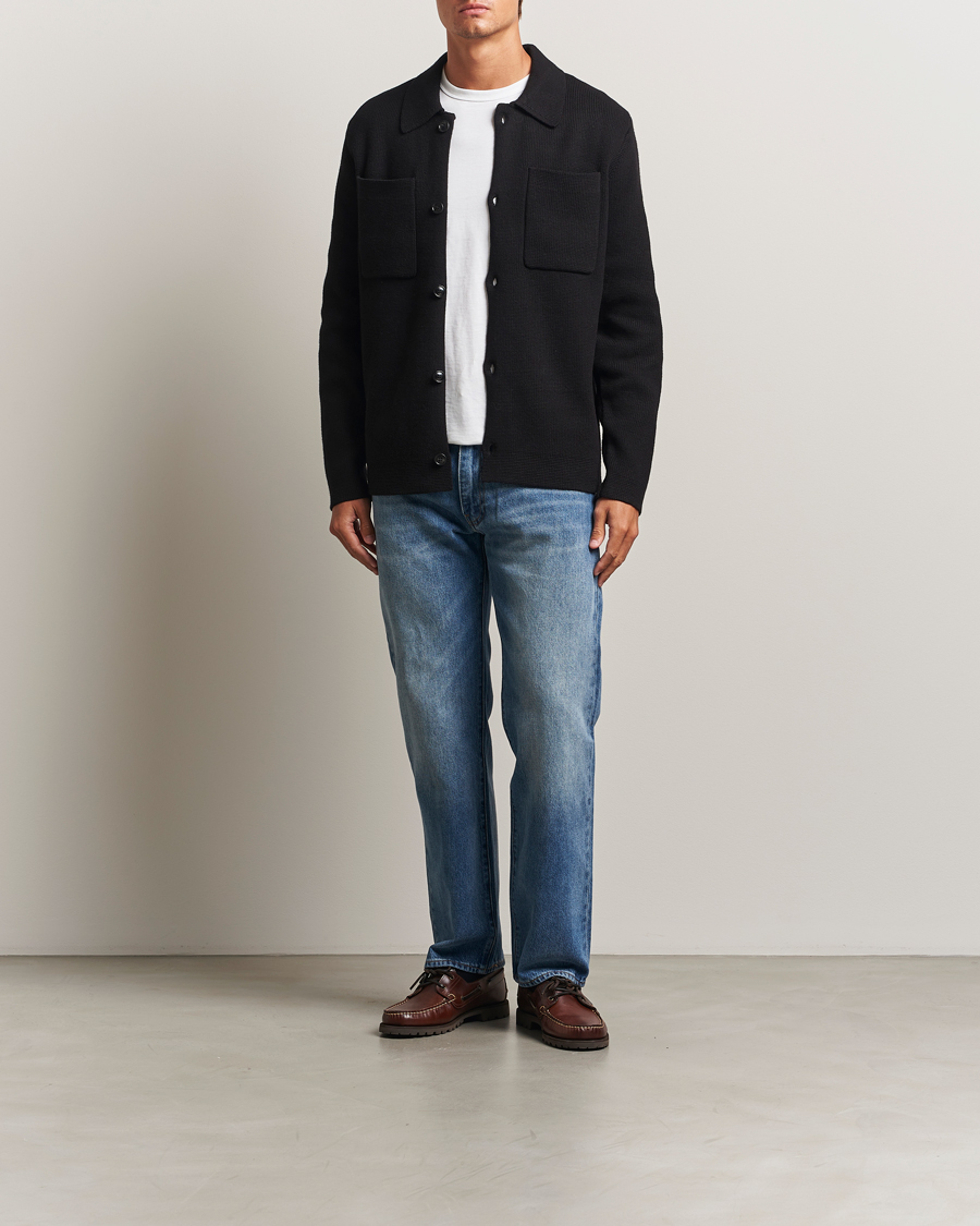 Men | Sweaters & Knitwear | LES DEUX | Fisher Cotton Milano Knitted Overshirt Black