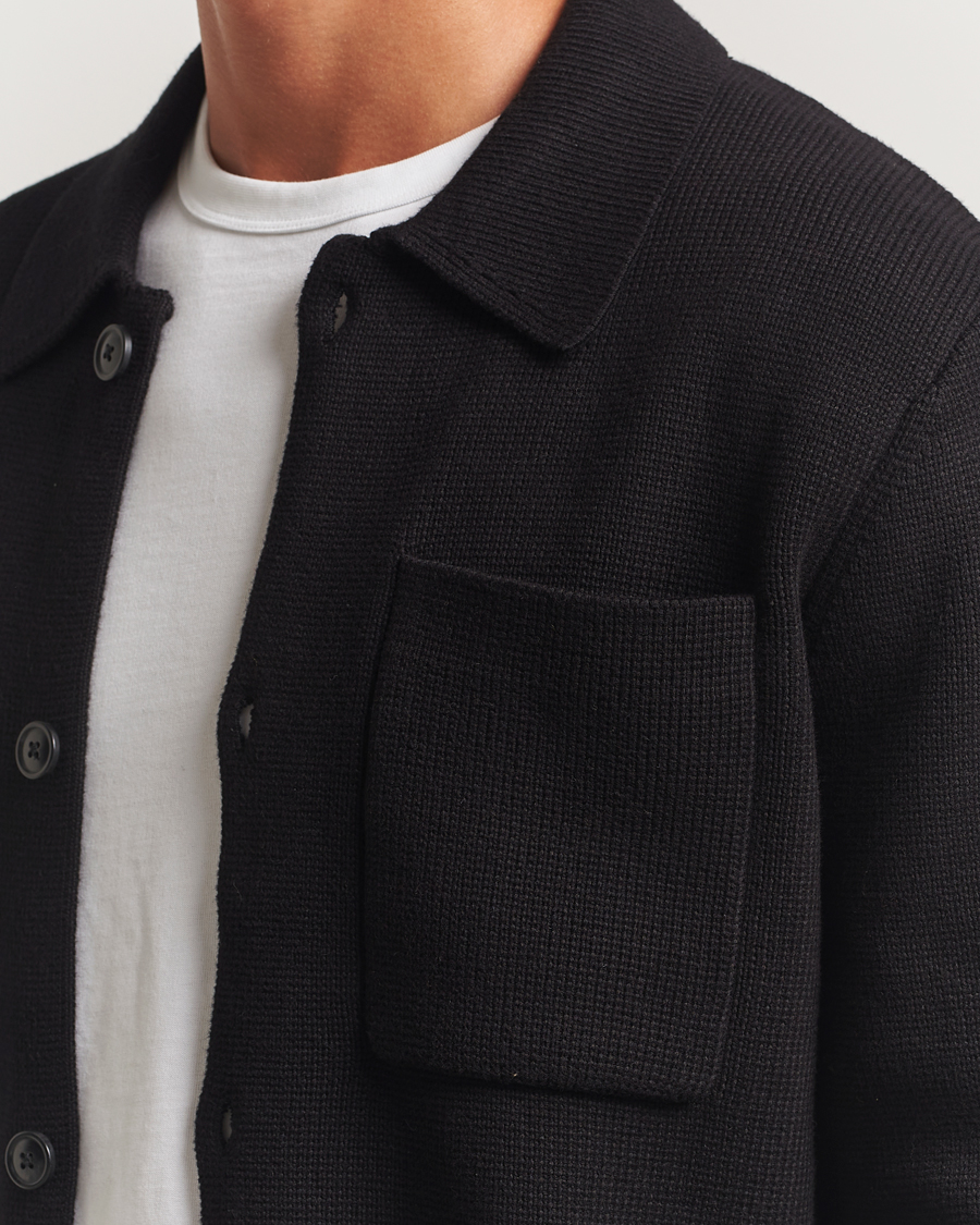 Men | Sweaters & Knitwear | LES DEUX | Fisher Cotton Milano Knitted Overshirt Black