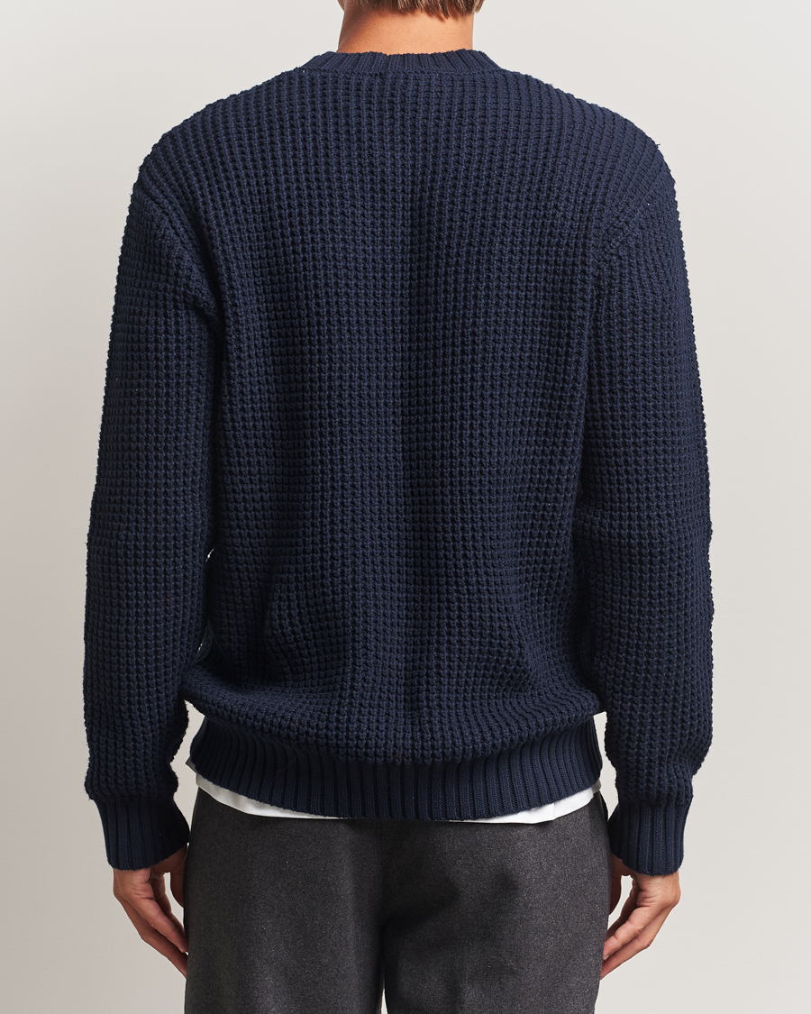 Men | Sweaters & Knitwear | LES DEUX | Alvin Cotton Waffle Crewneck Dark Navy
