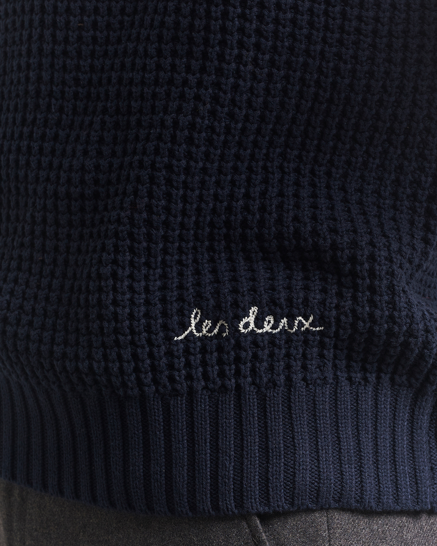 Men | Sweaters & Knitwear | LES DEUX | Alvin Cotton Waffle Crewneck Dark Navy