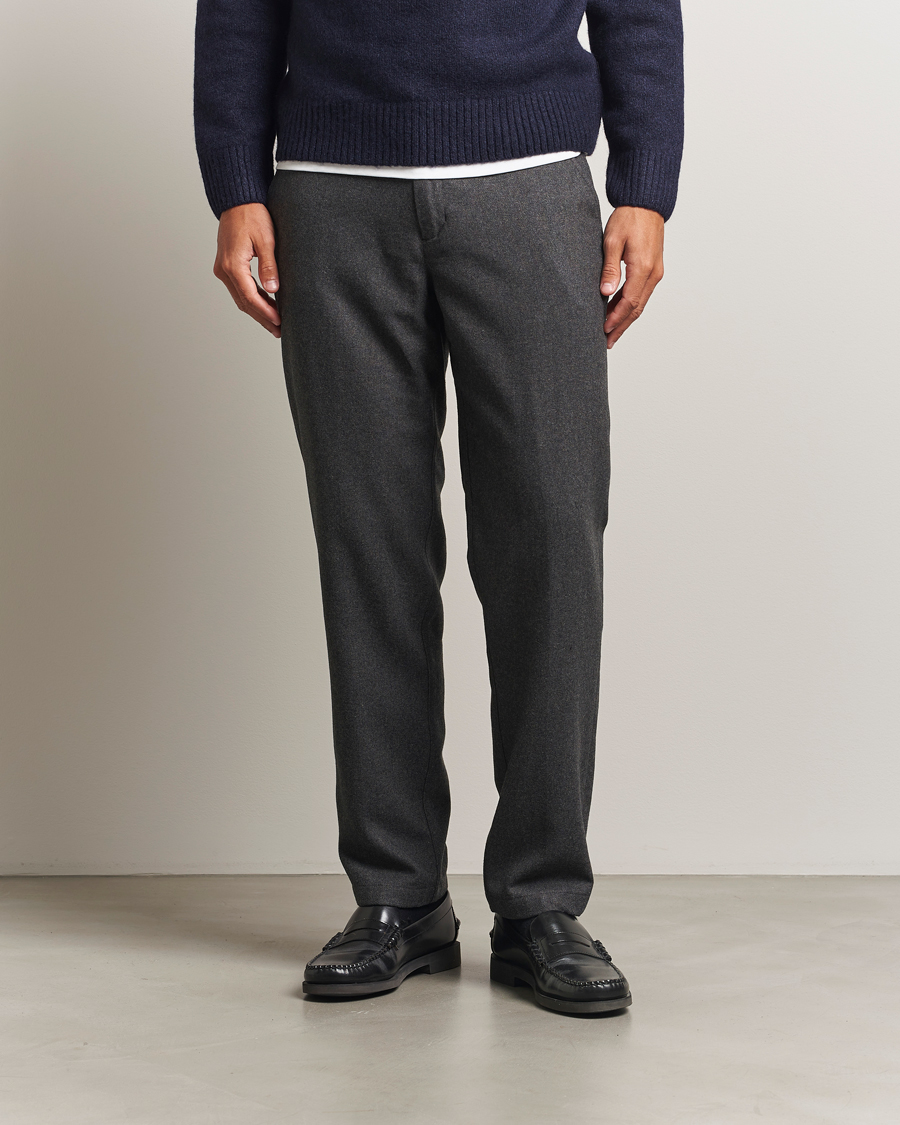 Jil Sander Wool Flannel Pants Grey Melange at CareOfCarl.com