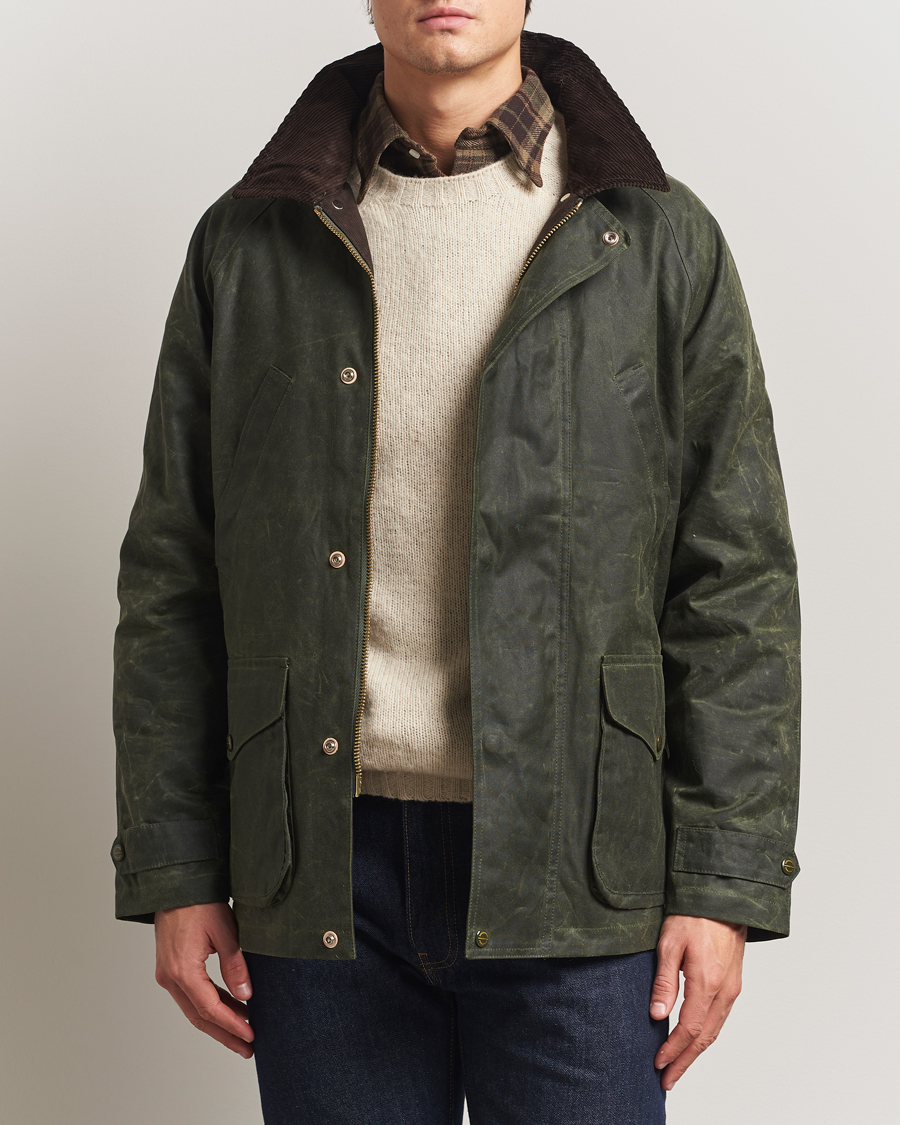 Manifattura Ceccarelli Rain Caban Wax Cloth Dark Green at