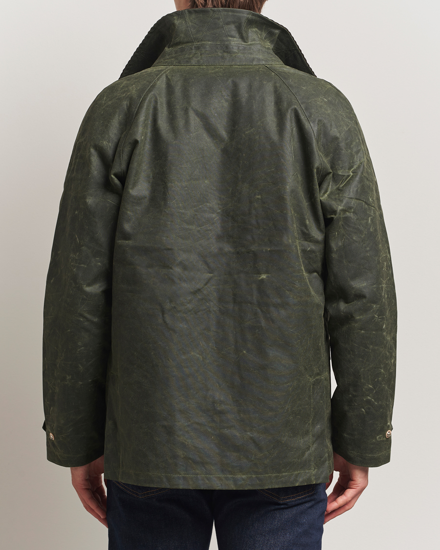 Men | Coats & Jackets | Manifattura Ceccarelli | Rain Caban Wax Cloth Dark Green