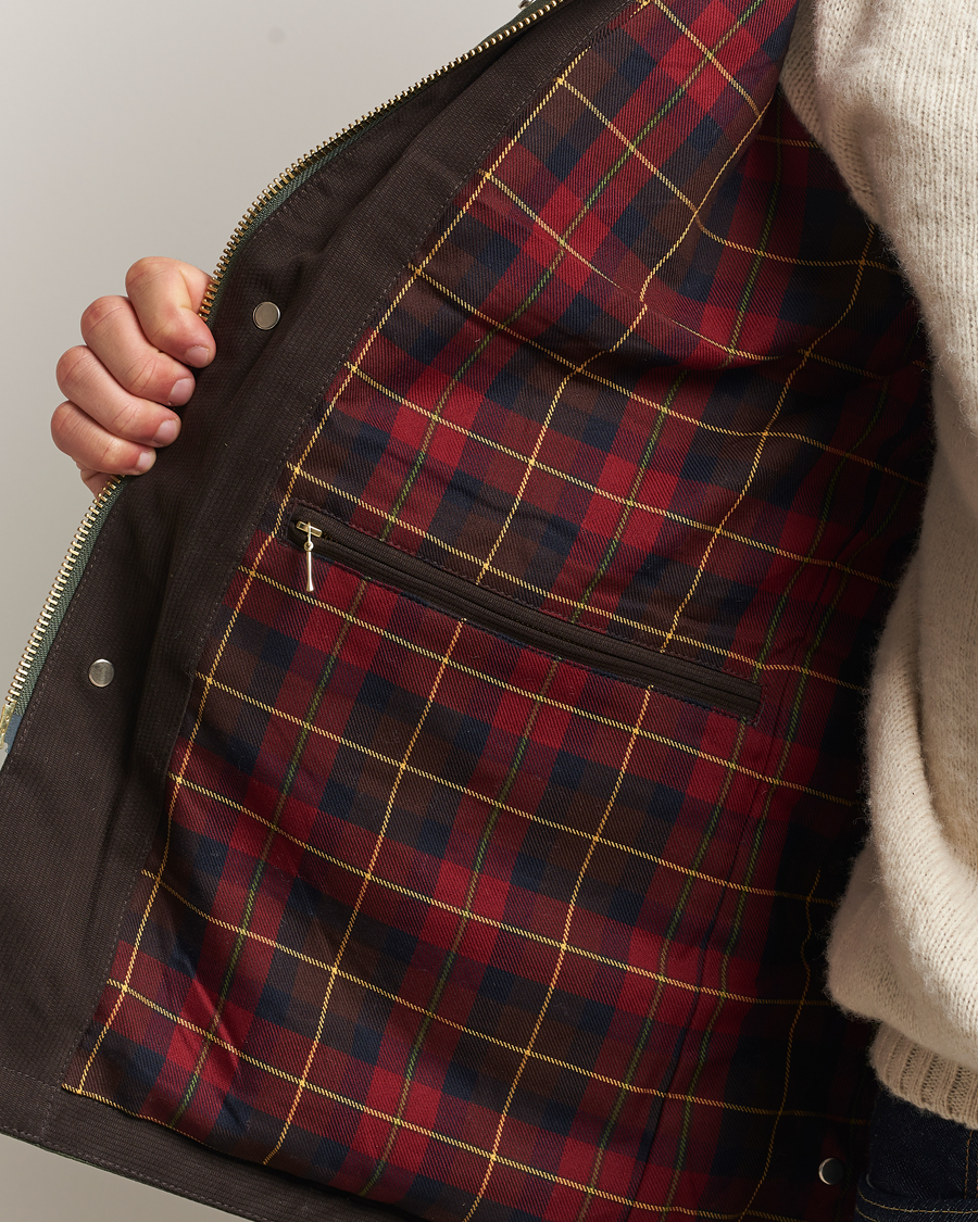 Men | Coats & Jackets | Manifattura Ceccarelli | Rain Caban Wax Cloth Dark Green