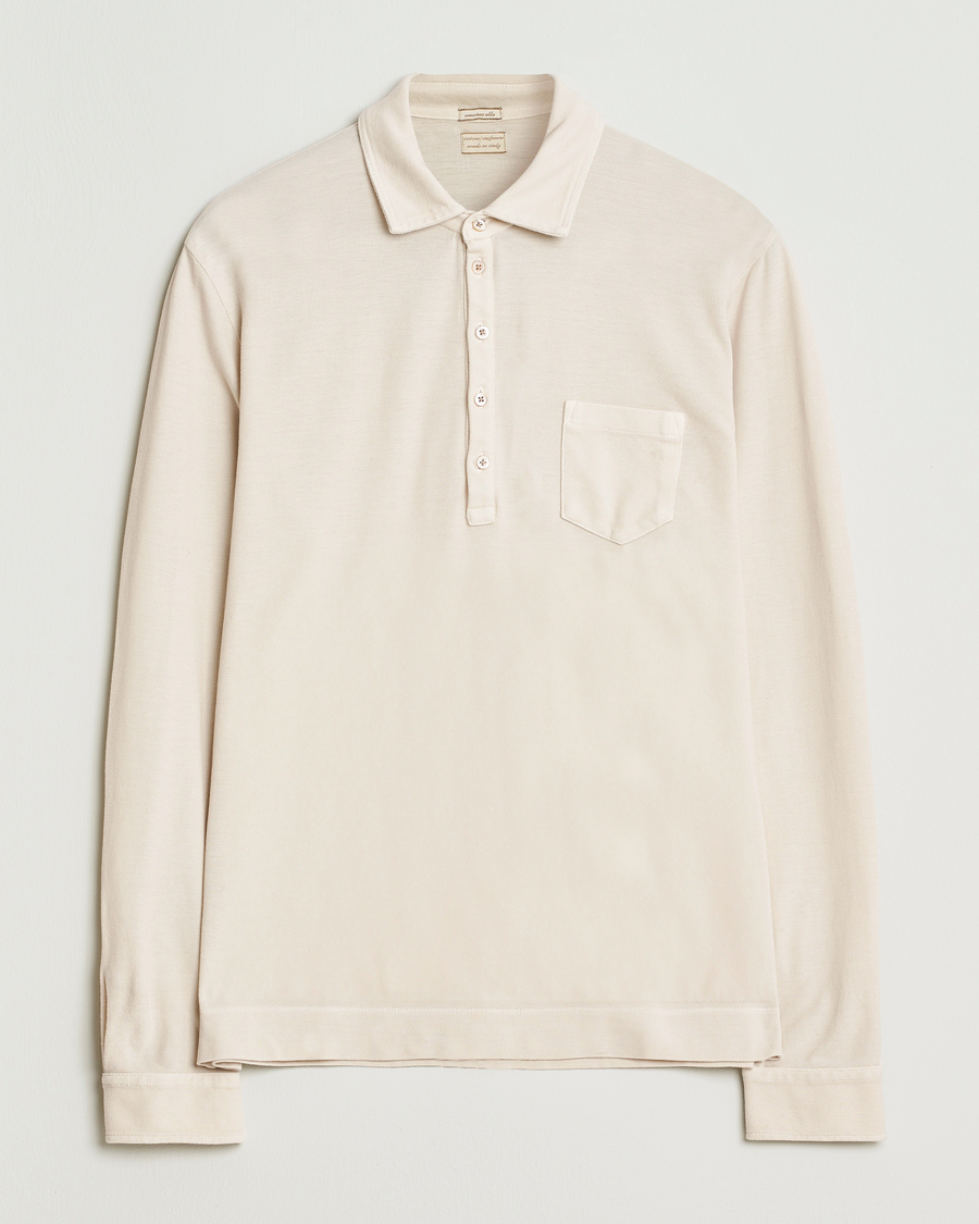 Men | Polo Shirts | Massimo Alba | Ischia Cotton/Cashmere Long Sleeve Polo Off White