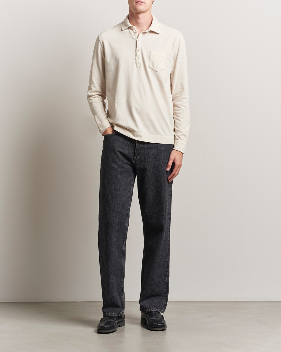 Men | Polo Shirts | Massimo Alba | Ischia Cotton/Cashmere Long Sleeve Polo Off White