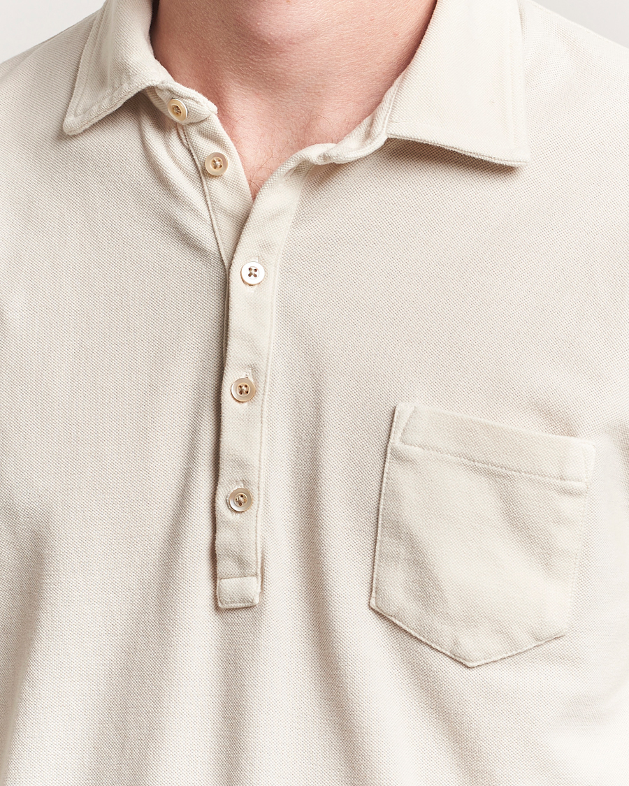 Men | Polo Shirts | Massimo Alba | Ischia Cotton/Cashmere Long Sleeve Polo Off White