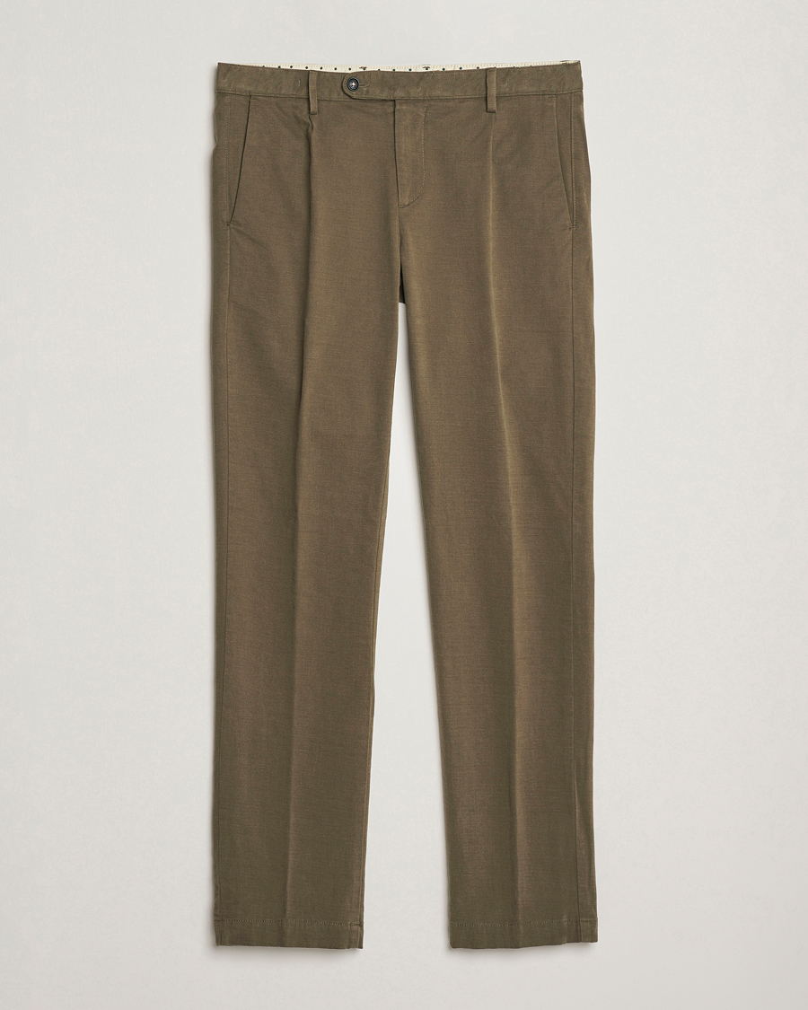 Men | Trousers | Massimo Alba | Ionio Pleated Moleskine Trousers Military