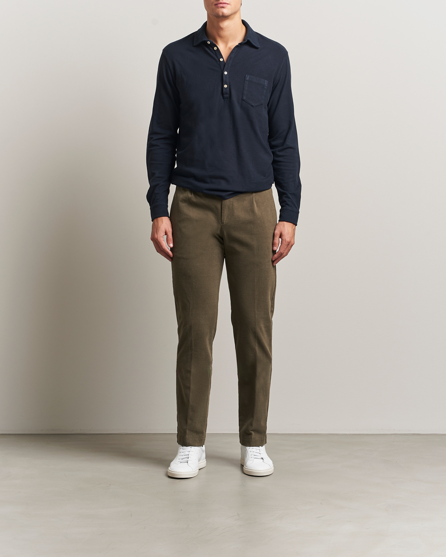 Men | Trousers | Massimo Alba | Ionio Pleated Moleskine Trousers Military