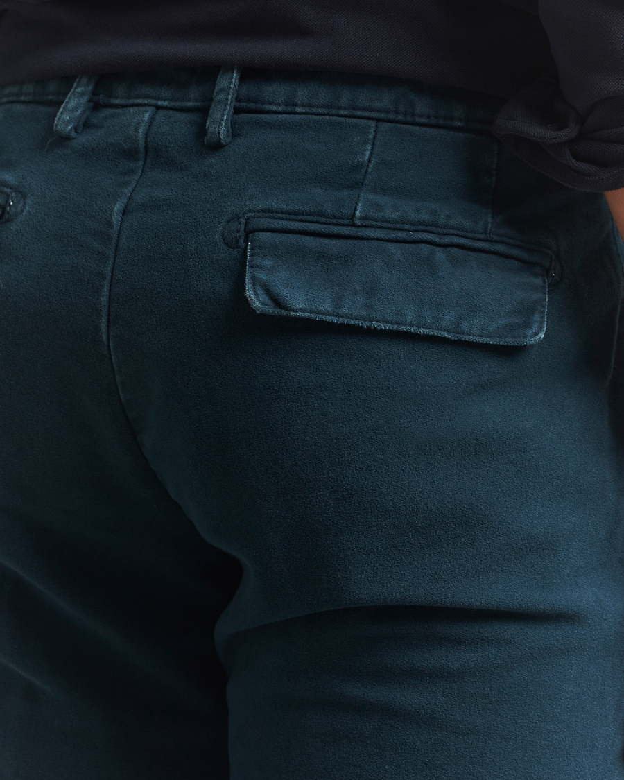 Men | Trousers | Massimo Alba | Ionio Pleated Moleskine Trousers Petrol Blue