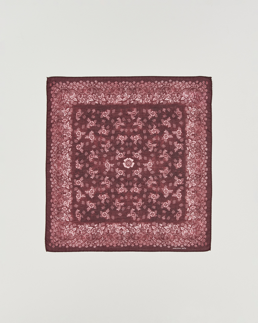Men | Pocket Squares | Massimo Alba | Hanky Cotton Handkerchief Burgundy