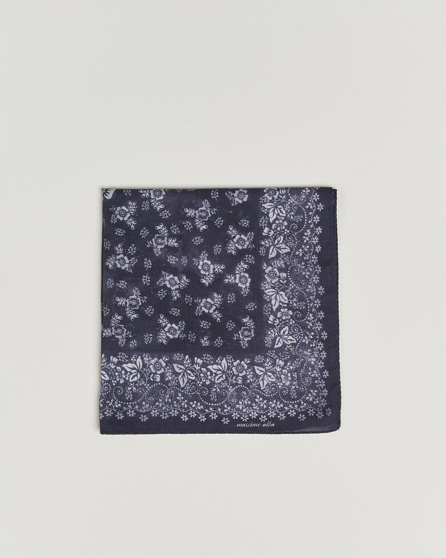 Men | Pocket Squares | Massimo Alba | Hanky Cotton Handkerchief Navy