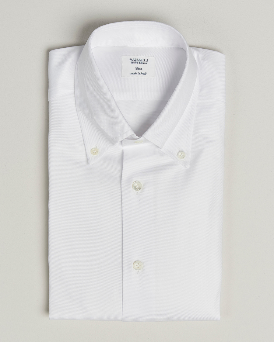 Men | Shirts | Mazzarelli | Soft Cotton Twill Button Down Shirt White