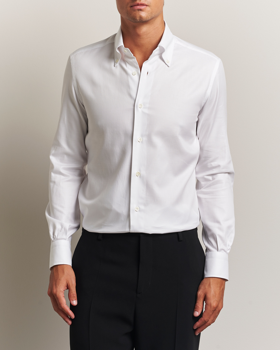 Men | Shirts | Mazzarelli | Soft Cotton Twill Button Down Shirt White