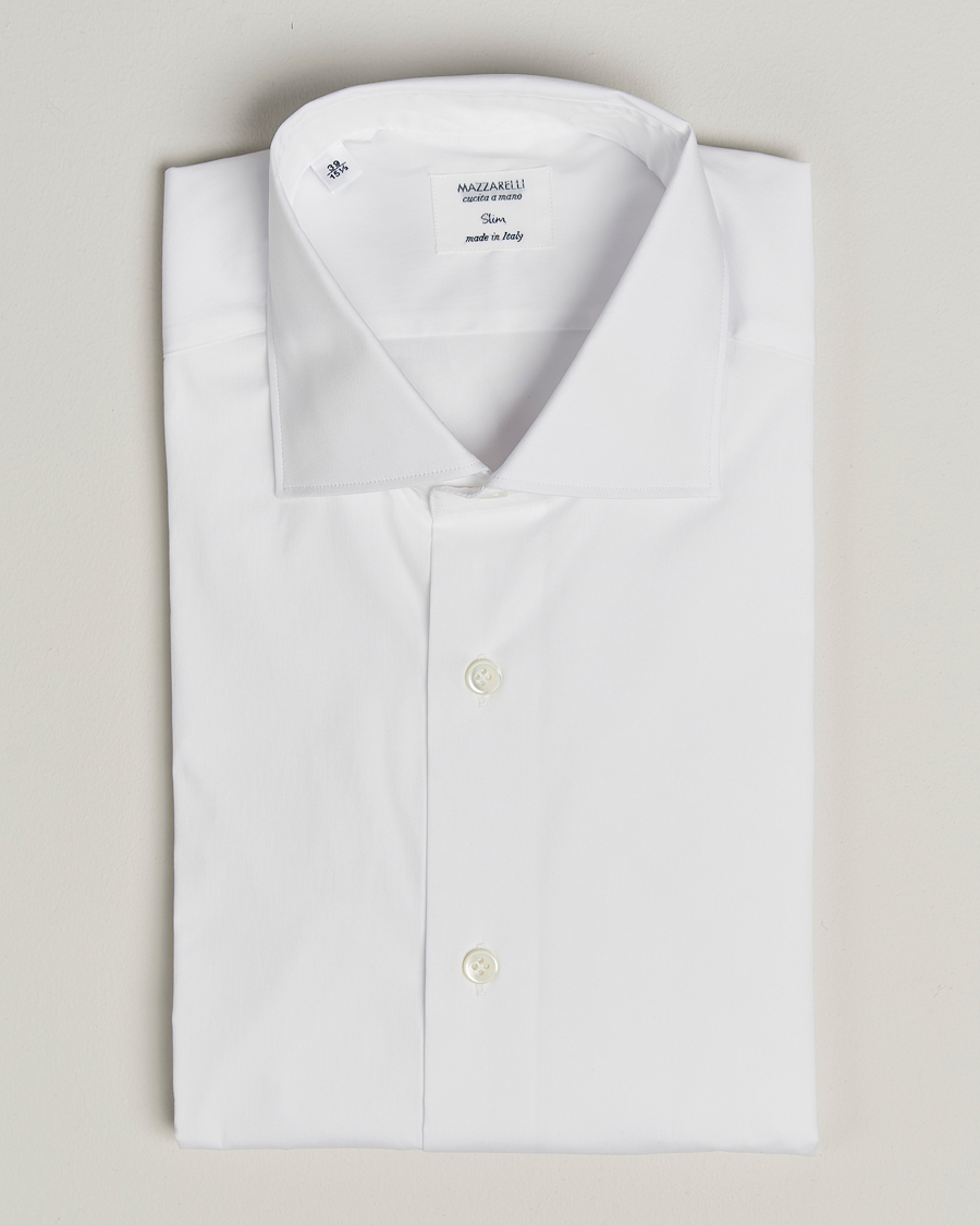 Men | Shirts | Mazzarelli | Soft Cotton/Stretch Cut Away Shirt White