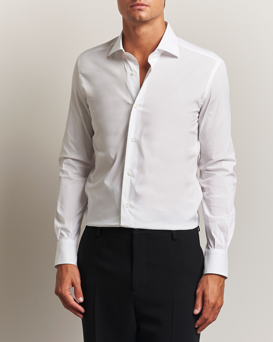 Men | Shirts | Mazzarelli | Soft Cotton/Stretch Cut Away Shirt White