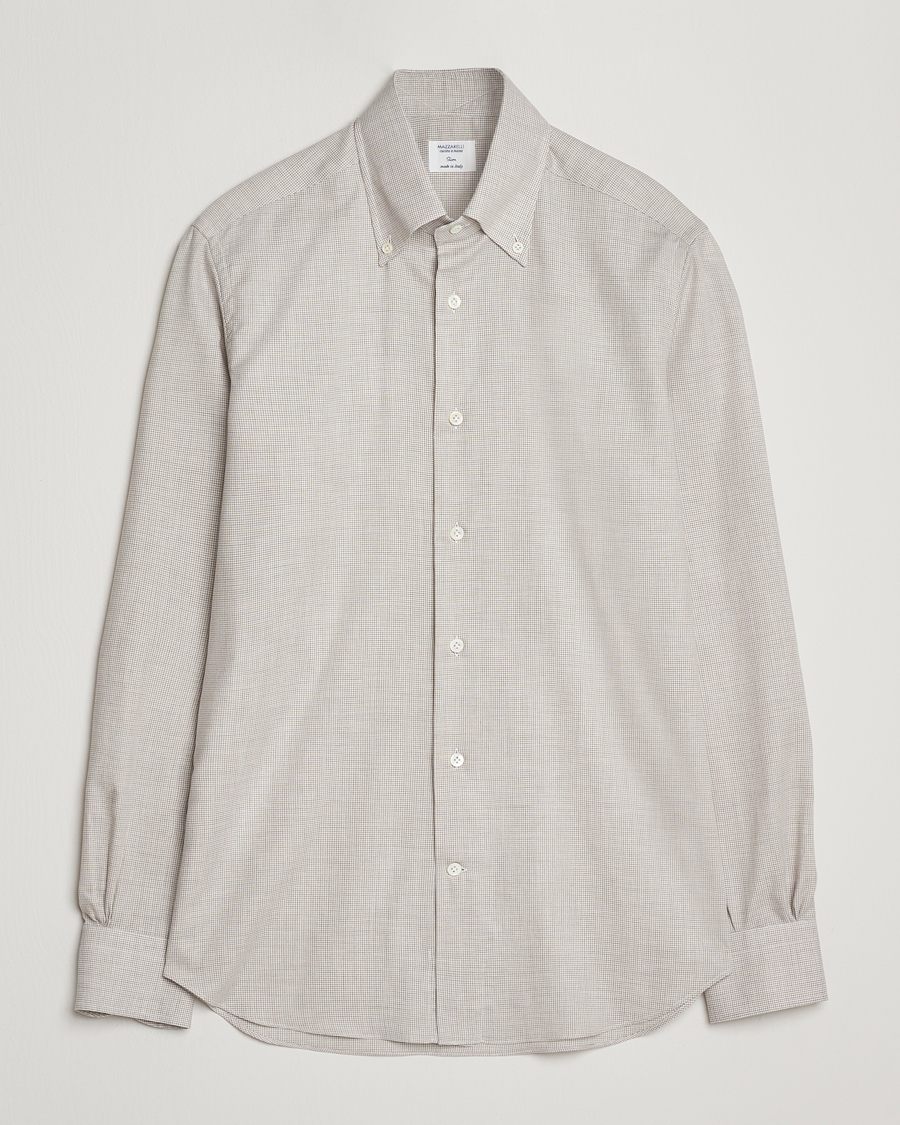Men | Shirts | Mazzarelli | Soft Flannel Button Down Shirt Beige