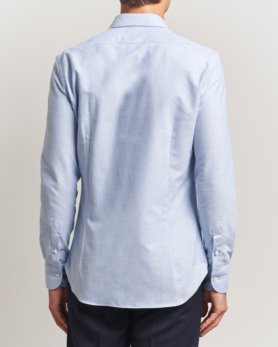 Men | Shirts | Mazzarelli | Soft Flannel Cut Away Shirt Light Blue